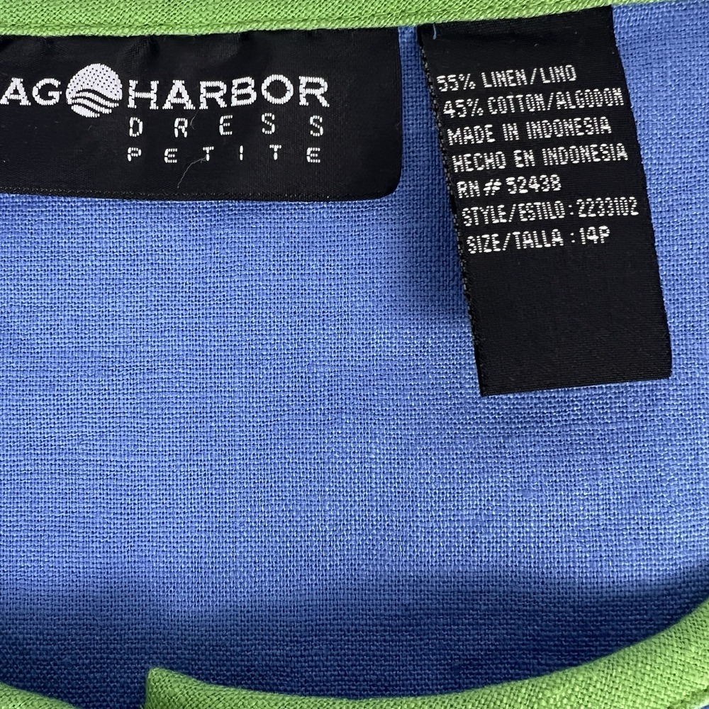 Sag Harbor 2 Pc Set 14P Capris Pants Blue Lime Green Palm Trees Buttons Beach - Picture 8 of 16